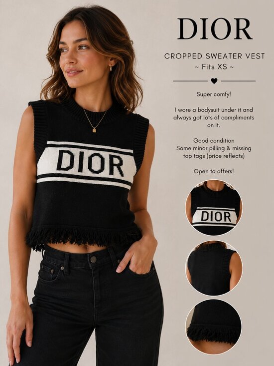 Dior Tops - Cropped Sweater Vest ~ fits XS